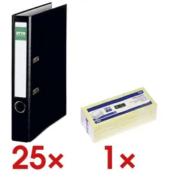 OTTO Office 25x Ordner »Exclusive I« inkl. 12er-Pack Haftnotizblock schwarz, 5x32x28.5 cm