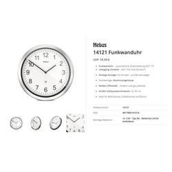 Mebus 14121 Funk Funkuhr 45 cm Aluminium Leisegang-Uhrwerk