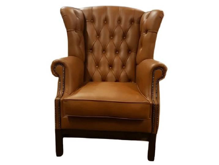 Xlmoebel Ohrensessel Chesterfield Ohrensessel aus echtem Leder mit klassischer Polsterung (Sessel), Hergestellt in Europa