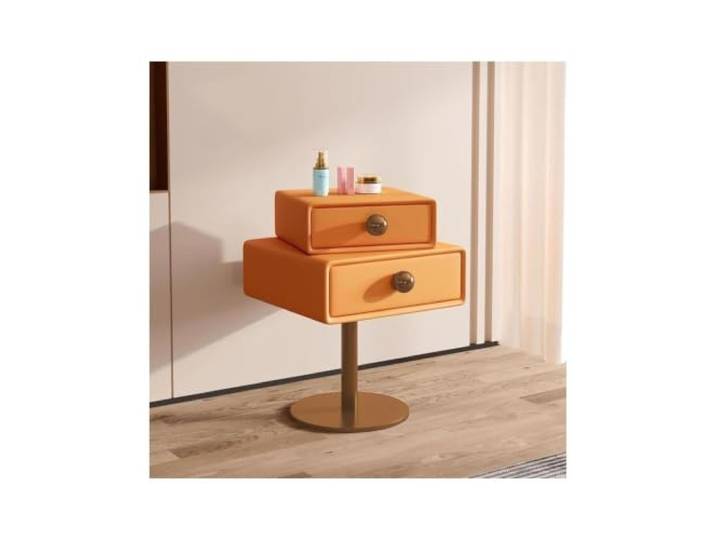 PQPQLI Schlichter Nachttisch Aus Holz Mit Schubladen Drehbarer Nachtschrank / Beistellschrank Fürs Schlafzimmer(And Orange,45x40x60cm)