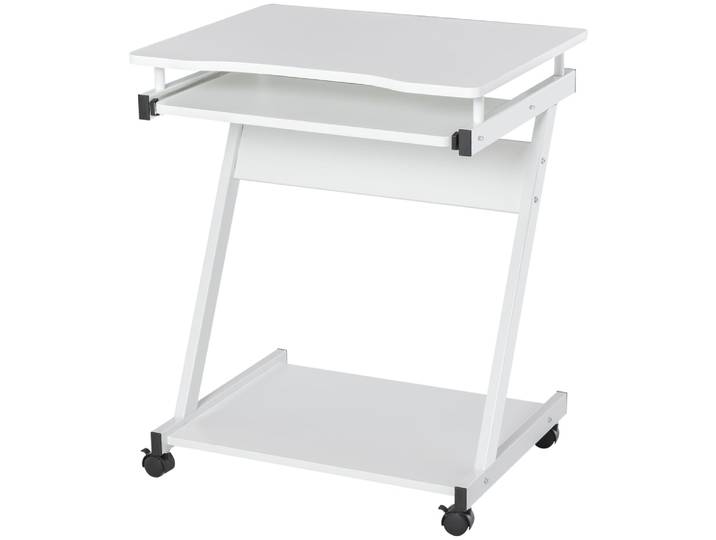 Bureau mobile tablette coulissante métal blanc