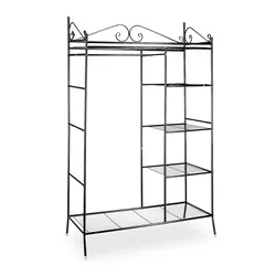 Helloshop26 - Kleiderschrank mit Abdeckung 172 cm schwarzes Metall 13_0001960