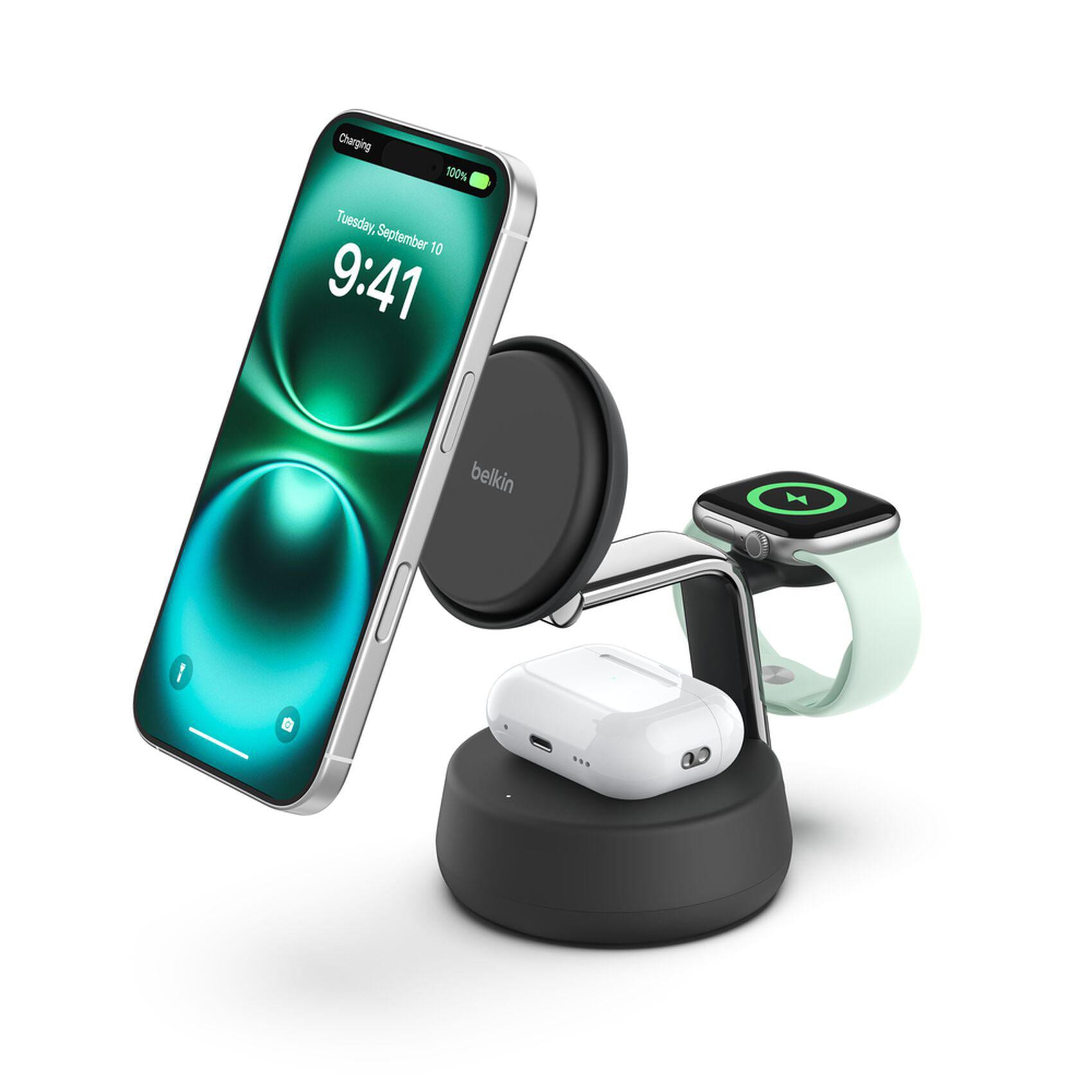 Belkin UltraCharge Pro Magnetische 3-in-1-Ladestation mit Qi2 25W schwarz WIZ040kqCH