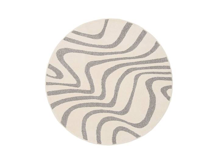 Tapis rond design avec effet relief gris 160 x 160 cm