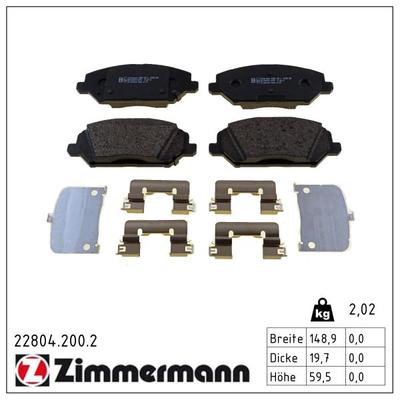 ZIMMERMANN Bremsbelagsatz, Scheibenbremse 228042002 Vorderachse für HYUNDAI