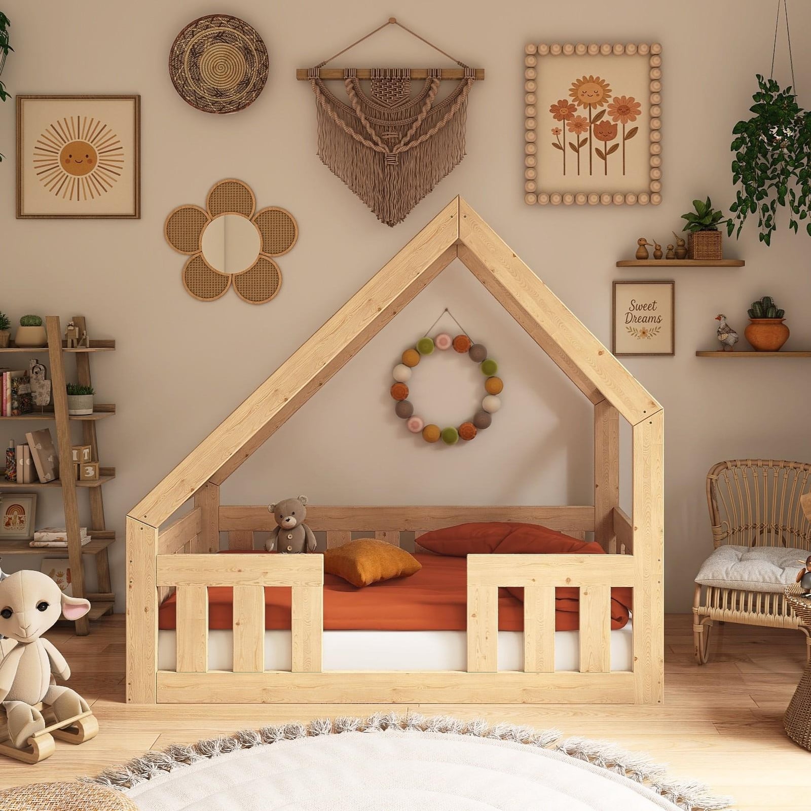 Need Sleep kinderbed met huisframe van massief hout, 70 x 140 cm