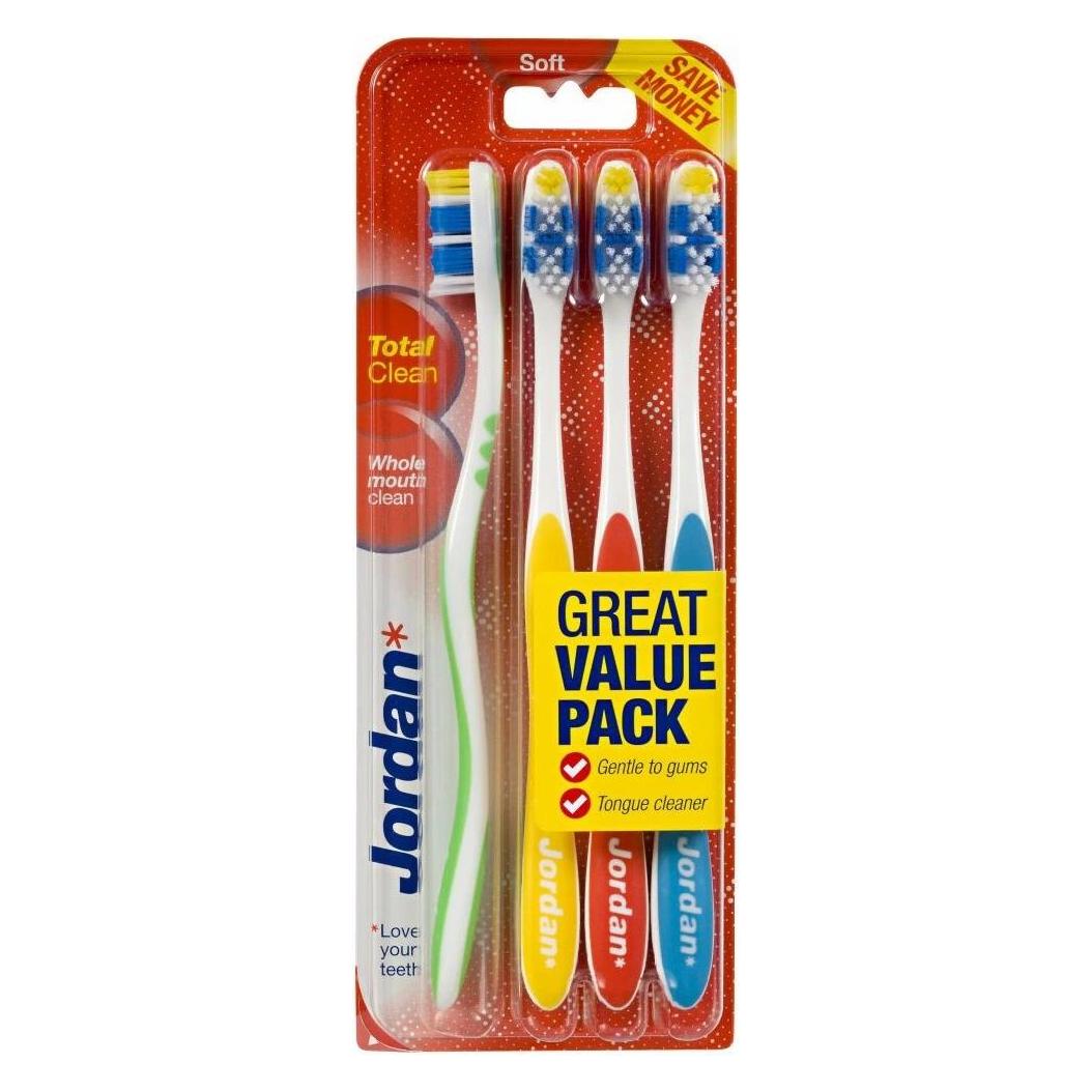 Jordan Total Clean Toothbrush Soft 4Pcs. (Weich, 4x) (33095221)
