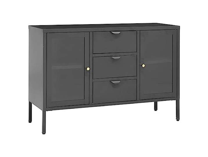 vidaXL Sideboard Anthrazit 105x35x70 cm Stahl und Hartglas