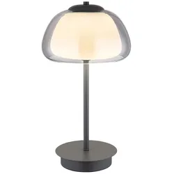 LED Tischleuchte Beistelllampe anthrazit Glas rauchfarben Fernbedienung H 46 cm