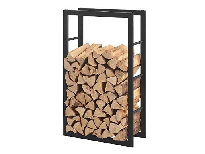 [en.casa] Kaminholzregal Täby Brennholzregal innen außen Metall 60 x 25 x 100 cm Holzunterstand Stapelhilfe für Feuerholz Holzlager Kaminholzständer Schwarz