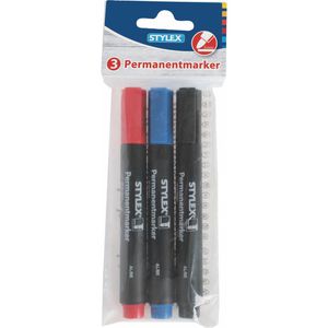 Stylex Permanentmarker 48100, Strichbreite 4 mm, farbig sortiert, 3 Stück