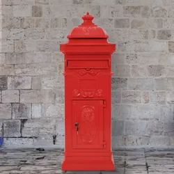 vidaXL Säulenbriefkasten Aluminium Vintage-Stil Rostfrei Rot