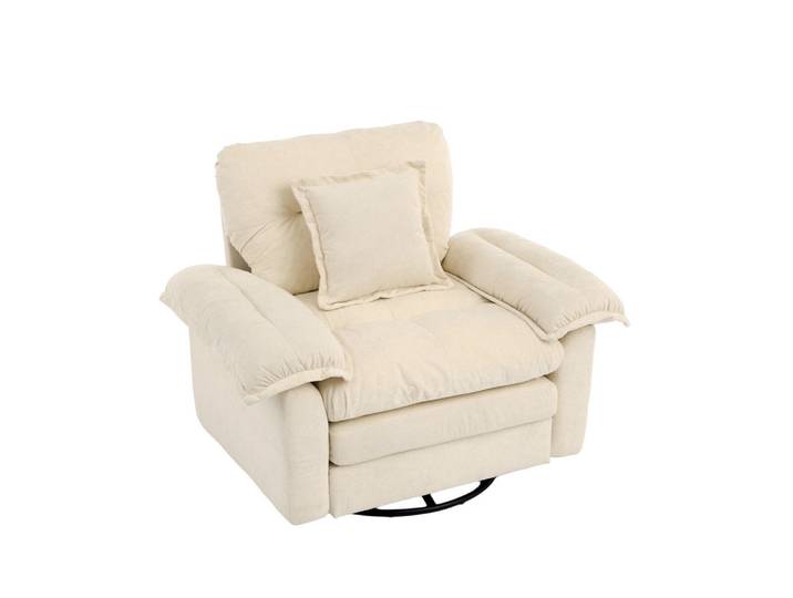 Okmyhome Sessel 116/84/96 cm Beige aus Upholstered mit 360°-Drehfunktion, Rechteckig, 84x96x116 cm, Wohnzimmer, Sessel, Polstersessel