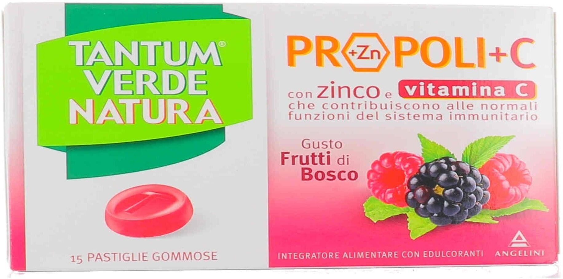 TANTUM Verde Natura Propoli + C Con Zinco E Vitamina C  15 Pastiglie Gommose 