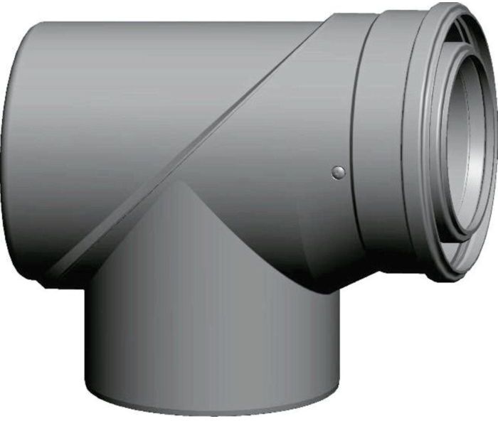 Wolf Revisions-T-Stück 2651543 87°, DN 110/160, steckbar, für Luft-/Abgasrohr, weiß