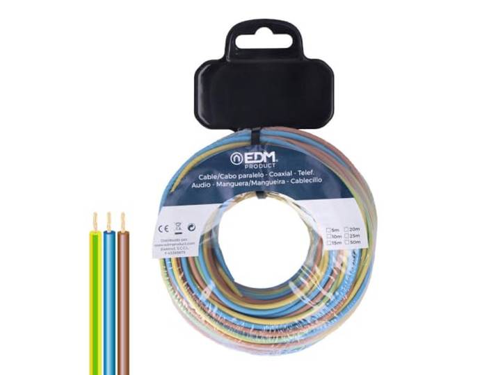 EDM Product Câble parallèle EDM 28741 Bleu Marron 20 m Bobine h07z1-k - Marque EAN : 8425998287417