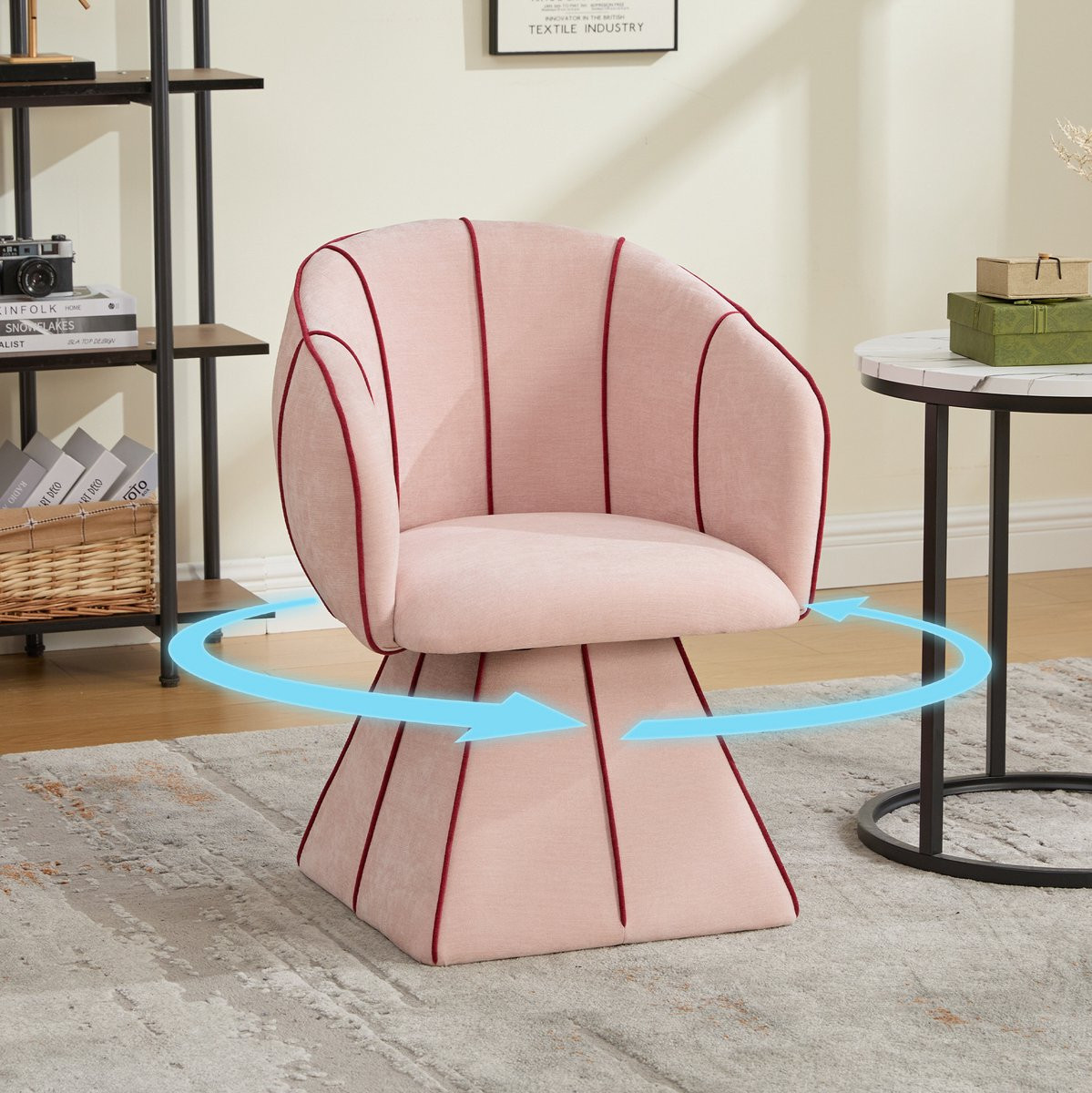 FloraGrace Fauteuil 1-Zits - 360 Graden Draaibaar - Chenille - Roze