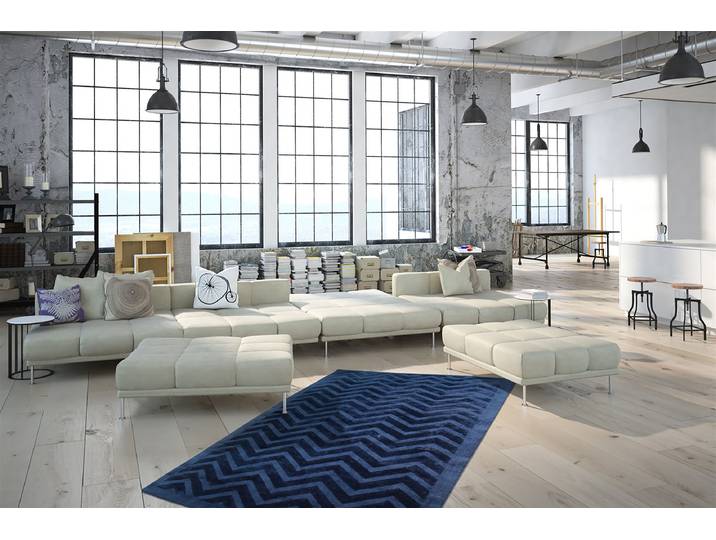 Tapis à poils courts Luxury 410 Bleu 160 x 230cm Viscose