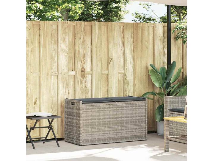 vidaXL Outdoor-Sitzbank mit Stauraum und Kissen Hellgrau 100 cm