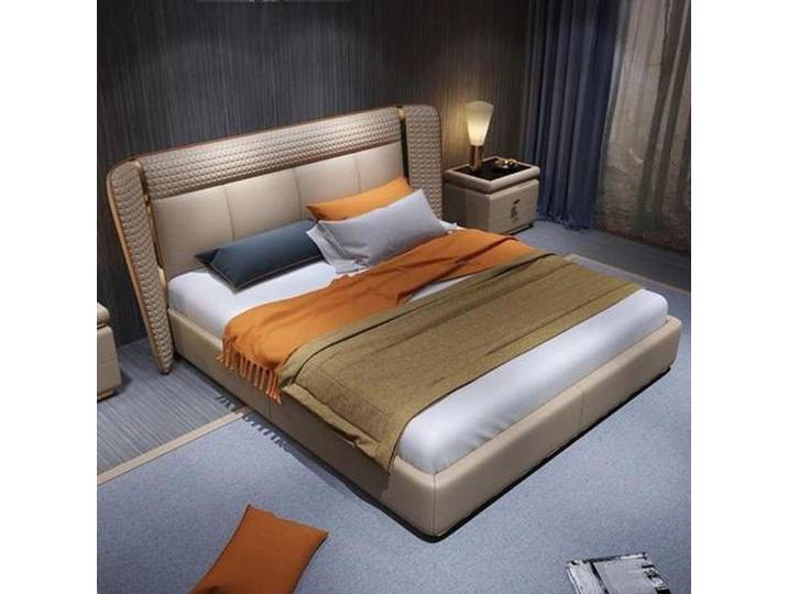 JVmoebel Polsterbett Beiges Polsterbett von JVMoebel mit elegantem Design und Holzgestell, Made in Europa