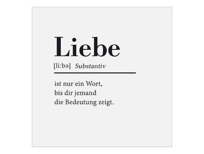 Glasbild Liebe Floatglas Schwarz/Weiß 20 x 20 x 1cm