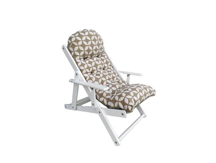 Fauteuil relax - MARQUE - Pliant en bois - Réglable en 3 positions - Coussin rembourré - Intérieur/Extérieur