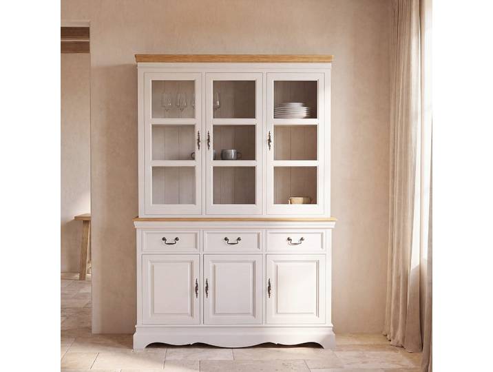 Vaisselier 3 portes crème, L123 cm