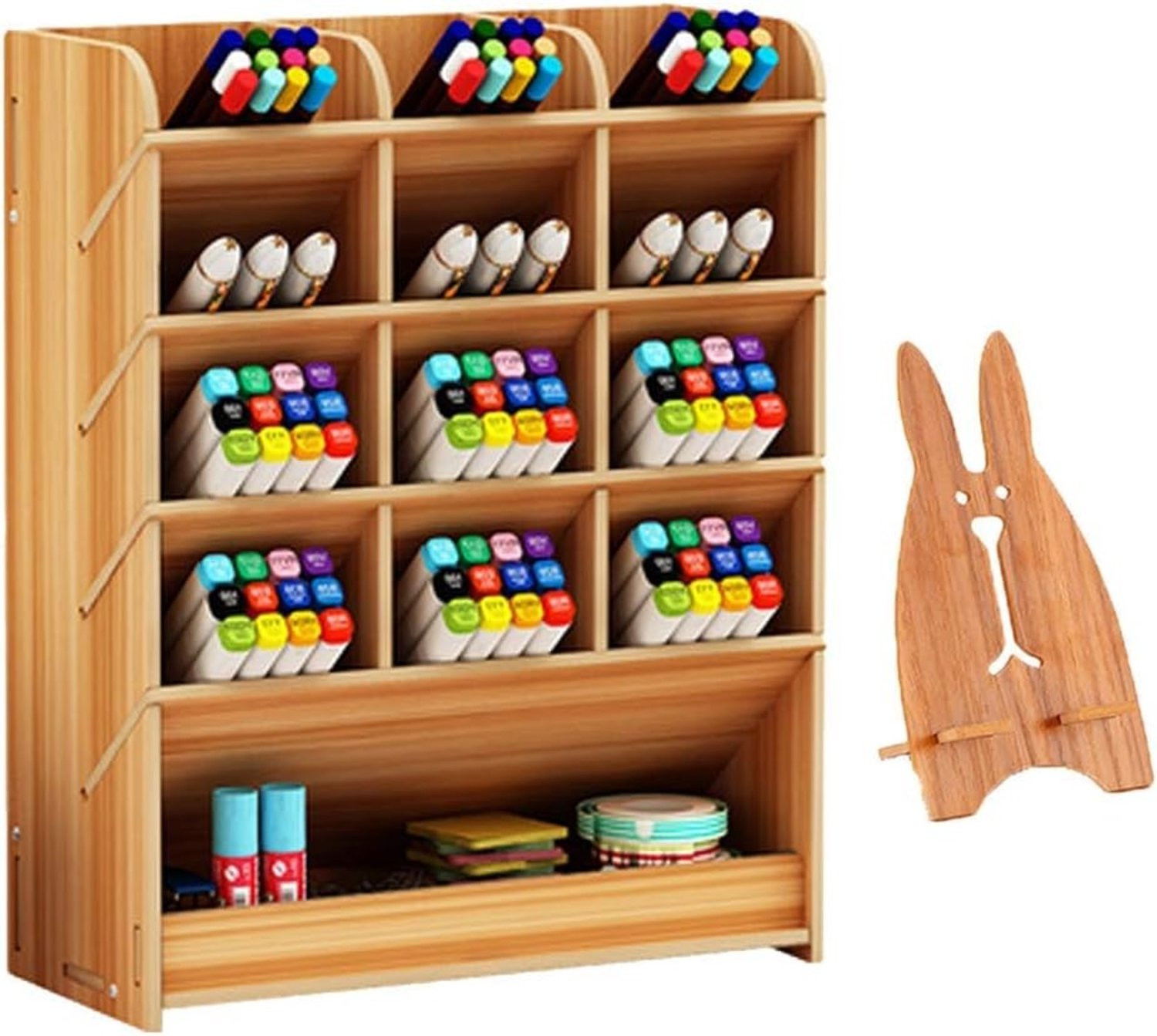 Multifunctionele Houten Bureau Organizer voor Kantoor en School - Pennenhouder met Lades en Opbergruimte