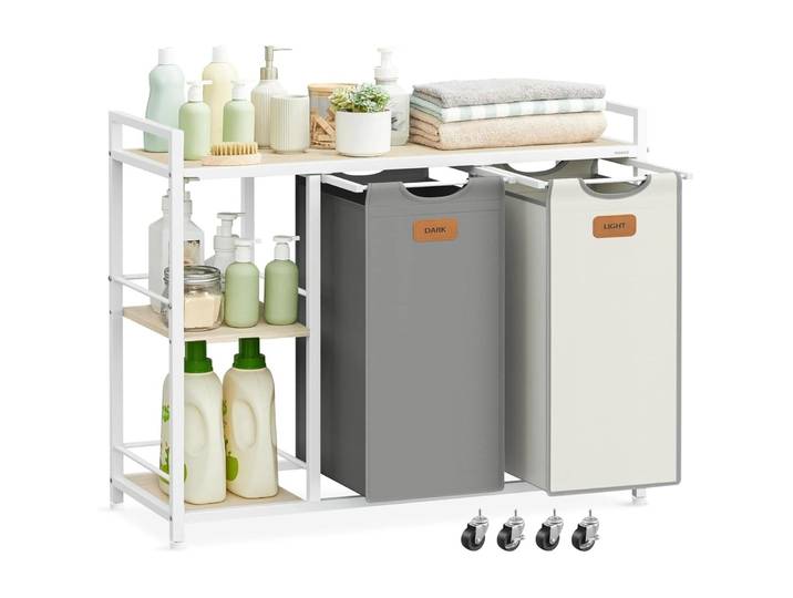 Wäschekorb VASAGLE Beige, Grau, Weiss 100 l - Wäschekorb