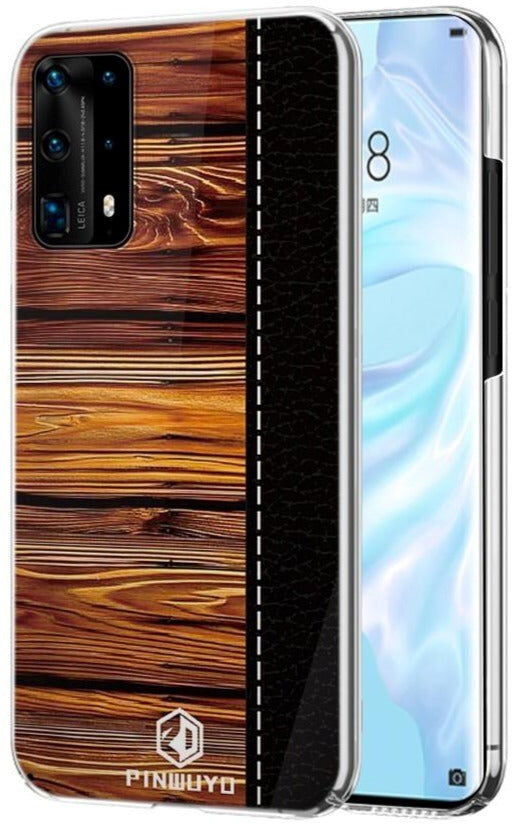 Huawei P40 Pro Pinwuyo Wood Grain Style Cover - Sort