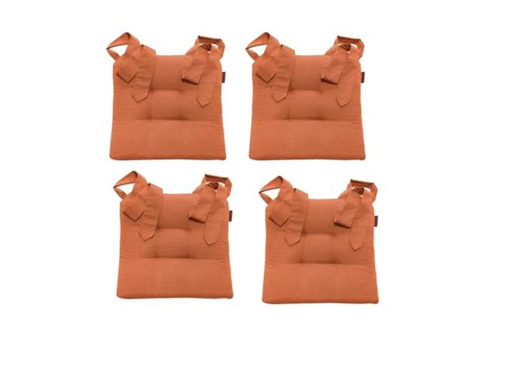 MAGMA Fino Stuhlkissen Sitzkissen Schleifenband Auflage Polster Stuhl Stuhlauflage Rattanstühle extra dick Esszimmerstühle 4er Set Indoor Outdoor (orange)