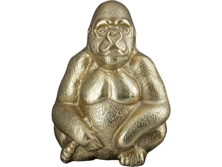 Tierfigur GILDE Skulptur Gorilla , gold (goldfarben), B:19cm H:27cm T:15cm, Aluminium, Dekofiguren, Tierfigur