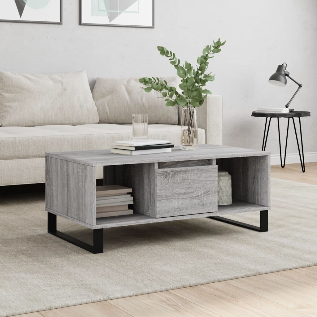 Borough Wharf Aldrik Sled Coffee Table with Storage Grey Sonoma