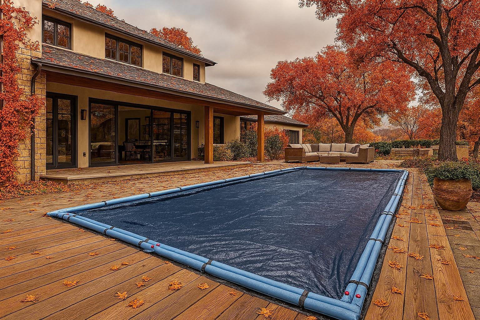 Elzusha - Winterabdeckplane für eingelassene Schwimmbecken, 4,57 m x 7,32 m