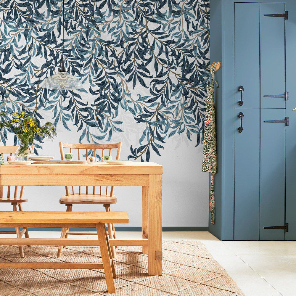 William Morris at Home Willow Bough Fixed Size Print to Order Mural Blue 400cm L