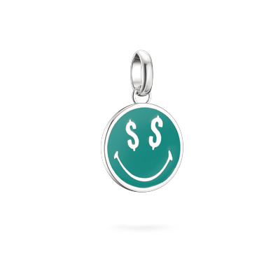 Charm-Einhänger THOMAS SABO "SMILEYWORLDDollars Charm - Connect", silber (silberfarben, grün), Charms, Damen, Silber 925 (recycelt)