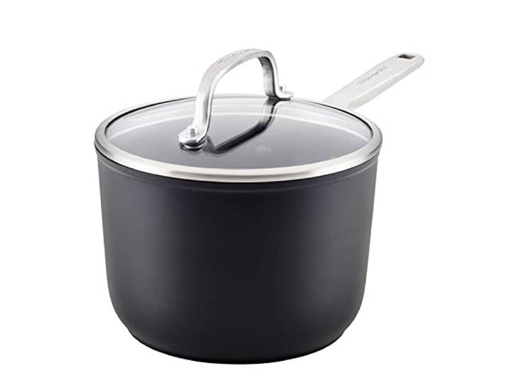 KitchenAid Harteloxierter Induktions-Antihaft-Kochtopf mit Deckel, 2 Liter, mattes Schwarz