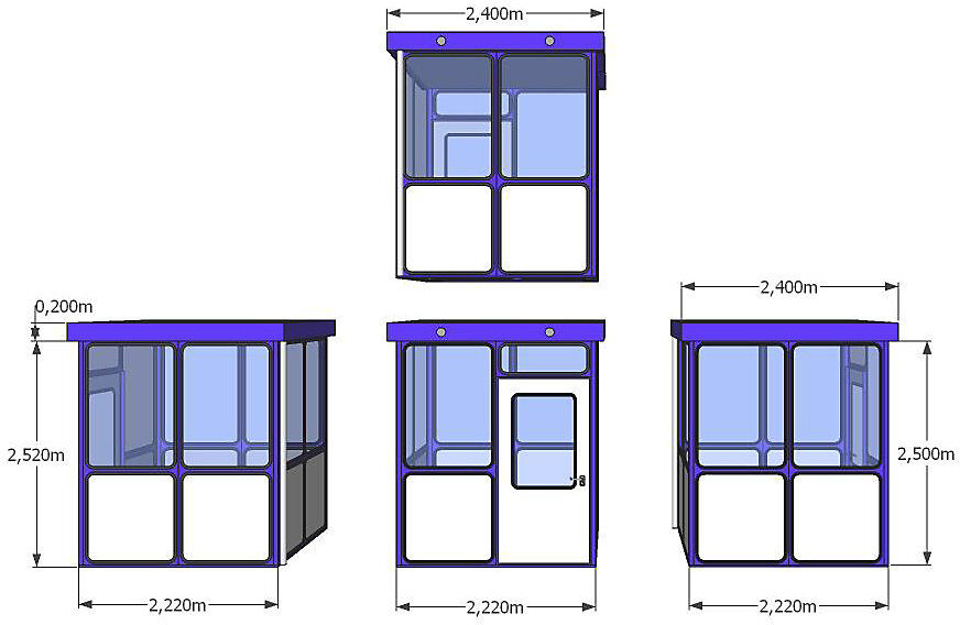 kaiserkraft Mehrzweckhaus, Füllungen in Rundeckenoptik, für Außenbereich, LxB 2220 x 2200 mm