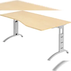 bümö manuell höhenverstellbarer Schreibtisch 180x100 cm in Ahorn - PC Tisch höhenverstellbar & groß, höhenverstellbarer Tisch Büro, großer