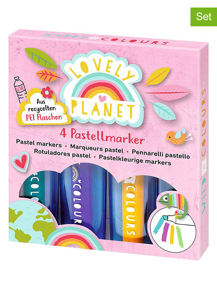 moses. 2er-Set: Pastellmarker "Lovely Planet" - 2x 4 Stück - onesize