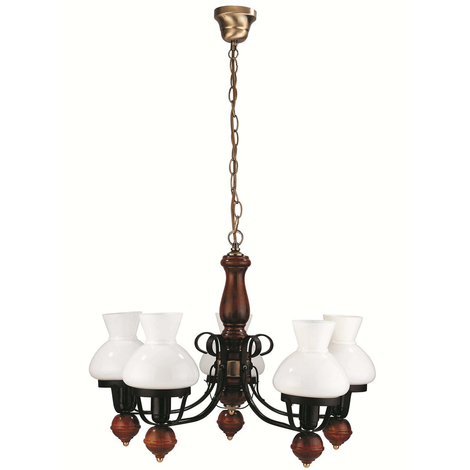 Rabalux Petronel Kroonluchter met 5 spots, zwart hout, rond, diameter: 64 cm