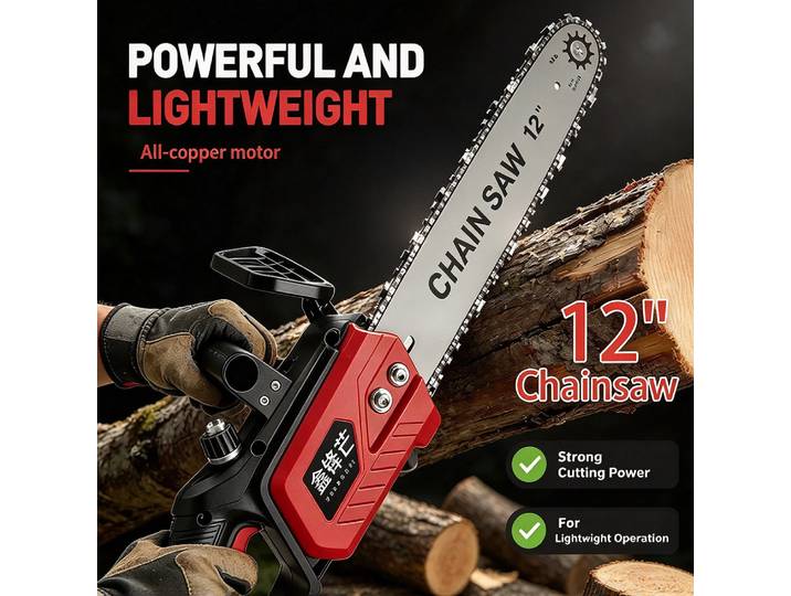 Scie à chaîne électrique portable sans fil, machine de coupe du bois, tronçonneuse manuelle pour jardin, abattage d'arbres, élagage, sans batterie