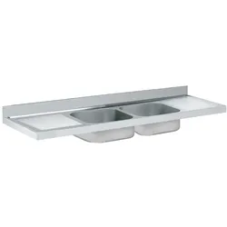 Spüle ohne rahmen 2 abtropfflächen, 2 becken 600x500x300 - 2200x700x300 mm - 22302256 Eurast