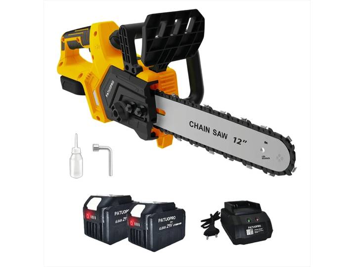 PATUOPRO Scie électrique sans fil de 12 pouces, scie à chaîne électrique sans fil, coupe-bois, outils de jardinage pour batterie Makita 18V