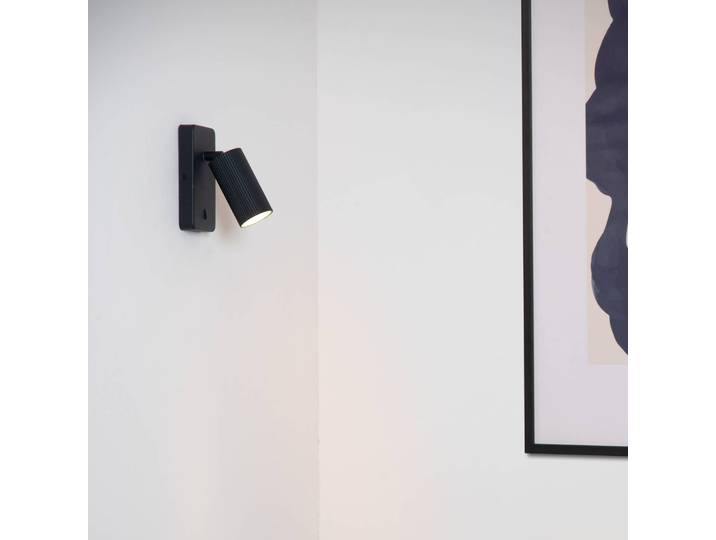 Lucide Wandlampe Clubs, dimmbar, schwarz, für Wohn- / Esszimmer, Aluminium, Modern, Wandleuchte, Wandlampe Innen