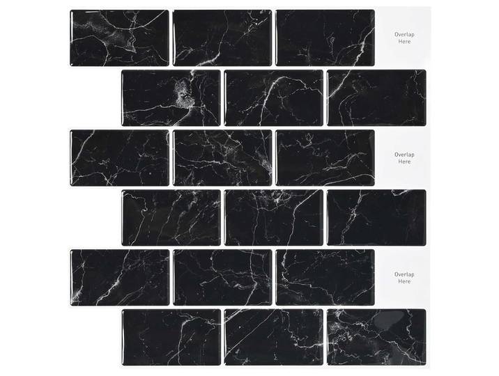 vidaXL U-Bahn-Fliese 20 Stk. Schwarz Marmor 30 x 30 cm