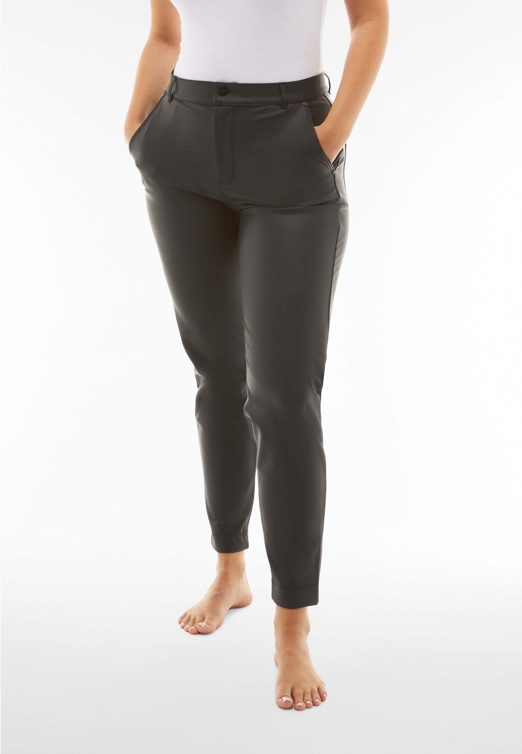Lederhose FREDDY "Hosen BLACK2HF310", Damen, Gr. L, EURO, schwarz, Obermaterial: 90% Polyester PES. 10% Elasthan EL., Hosen Lederhose schwarz L, EURO