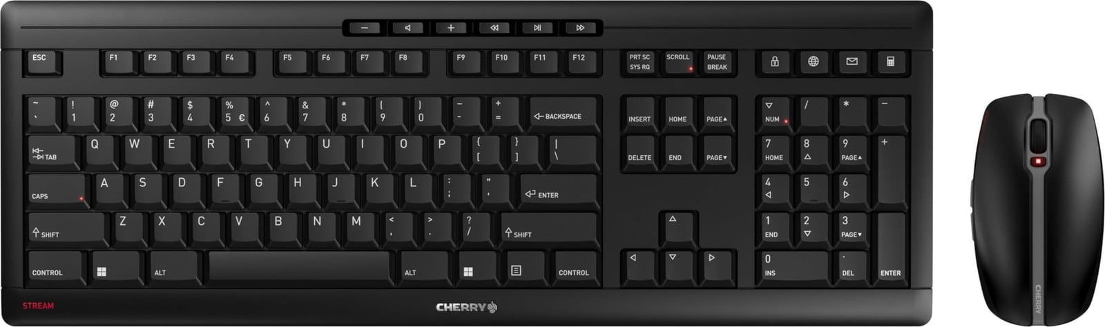 Cherry Stream Desktop Recharge Draadloos Toetsenbord en Muis Set 2,4 GHz QWERTY Zwart