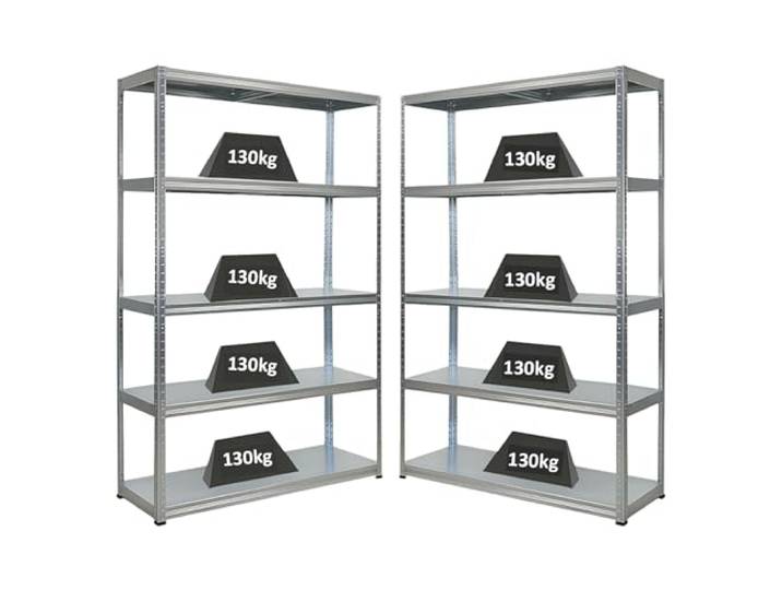 PROREGAL Mega Deal 2er-Sparset Metallregal Steel Eagle 180x120x40cm Fachlast 130kg Verzinkt Schwerlastregal, Küchenregal, Kellerregal, Steckregal, Garagenregal, Lagerregal