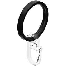 FLACHRINGE MIT FALTENHAKEN FÜR GARDINENSTANGEN 20 mm Ø, Schwarz, Packung 10 Stück